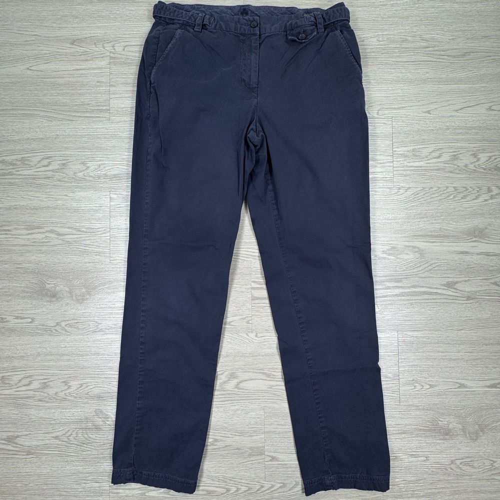 Brooks Brothers Women's Pants Red Fleece Navy Blue 10 Chino Stretch Button Tabs